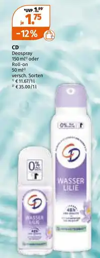 Müller Cd deospray oder roll-on Angebot