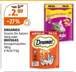 Müller Dreamies, whiskas snacks für katzen oder knuspertaschen Angebot