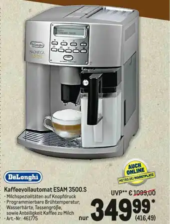 METRO DēLonghi Kaffeevollautomat ESAM 3500.S Angebot