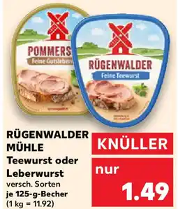 Kaufland RÜGENWALDER MÜHLE Feine Teewurst Teewurst oder Leberwurst Angebot