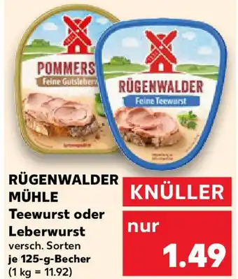 Kaufland RÜGENWALDER MÜHLE Feine Teewurst Teewurst oder Leberwurst Angebot