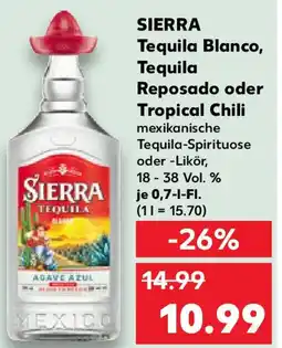 Kaufland SIERRA Tequila Blanco, Tequila Reposado oder Tropical Chili Angebot