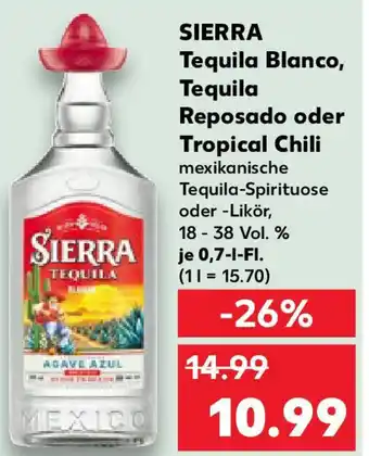 Kaufland SIERRA Tequila Blanco, Tequila Reposado oder Tropical Chili Angebot