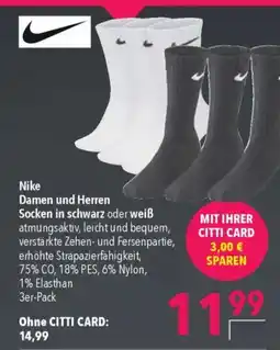 CITTI Markt Nike Damen und Herren Socken 3er-Pack Angebot