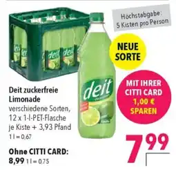 CITTI Markt Deit zuckerfreie Limonade Angebot