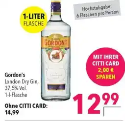 CITTI Markt Gordon's London Dry Gin, 37,5% Vol. Angebot