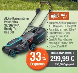 CITTI Markt Gardena Akku-Rasenmäher PowerMax 37/36V P4A Ready-To- Use Set Angebot