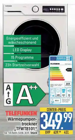 E-Center TELEFUNKEN Wärmepumpen- trockner ,,TFWT8101 Angebot