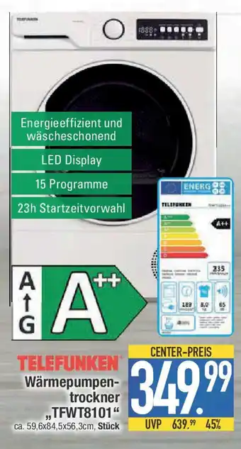 E-Center TELEFUNKEN Wärmepumpen- trockner ,,TFWT8101 Angebot