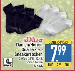 E-Center s.Oliver Damen/Herren Quarter- oder Sneakersocken Angebot