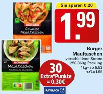 WEZ Bürger Maultaschen Angebot