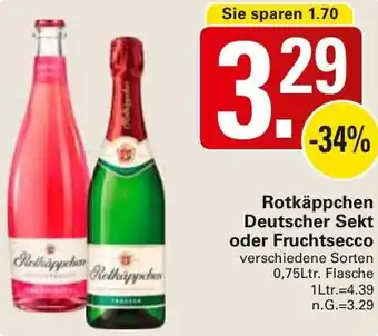 WEZ Rotkäppchen Deutscher Sekt oder Fruchtsecco Angebot