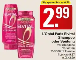 WEZ L'Oréal Paris Elvital Shampoo oder Spülung Angebot