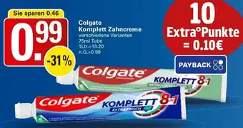 WEZ Colgate Komplett Zahncreme Angebot