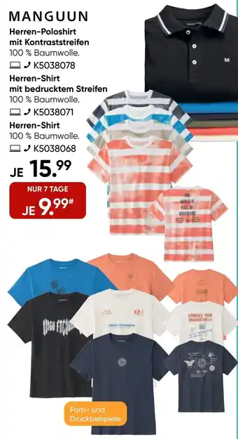 Galeria MANGUUN Herren-Poloshirt mit Kontraststreifen Angebot