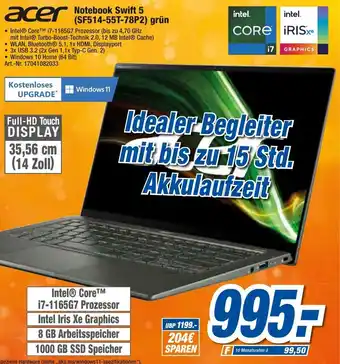 expert Techno Land Acer Notebook Swift 5 (SF514-55T-78P2) Grün Angebot