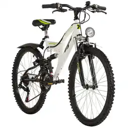 Netto Marken-Discount WYLD WYLD Kinder-Mountainbike Fully ATB 24'' Zodiac weiß-grün 18 Gänge RH 38 cm Angebot