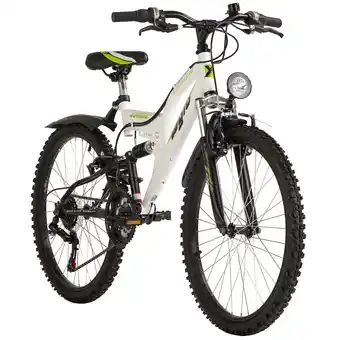 Netto Marken-Discount WYLD WYLD Kinder-Mountainbike Fully ATB 24'' Zodiac weiß-grün 18 Gänge RH 38 cm Angebot
