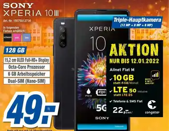 expert Techno Land Sony Xperia 10 III + Allnet Flat M Angebot