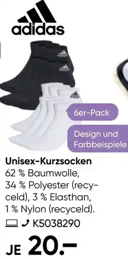 Galeria adidas Unisex-Kurzsocken Angebot