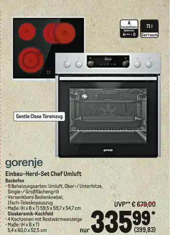 METRO Gorenje Einbau-Herd-Set Chef Umluft Backofen Angebot