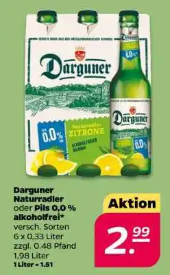NETTO Darguner Naturradler oder Pils 0,0 % alkoholfrei Angebot