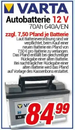 CENTERSHOP VARTA Autobatterie 12 V Angebot