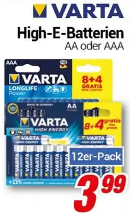 CENTERSHOP VARTA High-E-Batterien Angebot