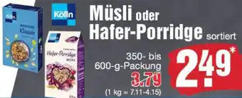 Edeka Kölln Müsli oder Hafer-Porridge Angebot