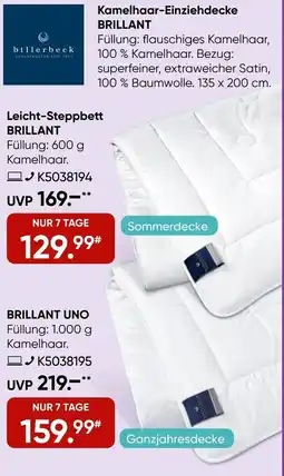 Galeria Billerbeck Kamelhaar-Einziehdecke BRILLANT Angebot