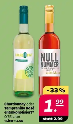 NETTO Null nummer chardonnay oder tempranillo rosé entalkoholisiert Angebot