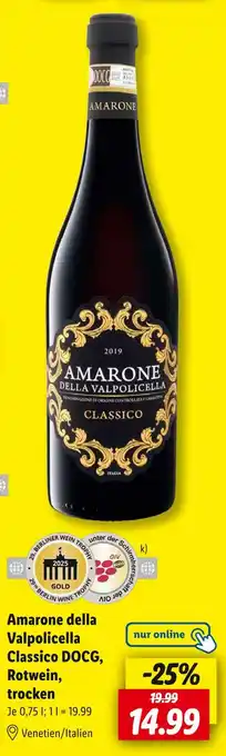 Lidl Amarone amarone della valpolicella classico docg, rotwein, trocken Angebot