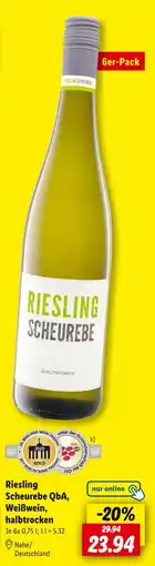 Lidl Riesling scheurebe riesling scheurebe qba, weißwein, halbtrocken Angebot