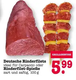 E-Center Deutsche rinderfilets oder rinderfilet-spieße Angebot