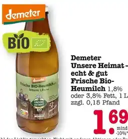 E-Center Demeter unsere heimat - echt & gut frische bio-heumilch Angebot