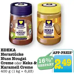 E-Center Edeka herzstücke nuss nougat creme oder keks & karamell creme Angebot
