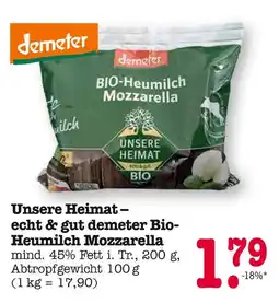 E-Center Demeter unsere heimat – echt & gut demeter bio-heumilch mozzarella Angebot