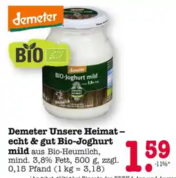 E-Center Demeter unsere heimat – echt & gut bio-joghurt mild Angebot