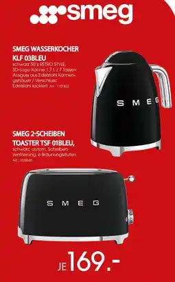 Zurbrüggen Smeg wasserkocher klf 03bleu oder toaster tsf 01bleu Angebot
