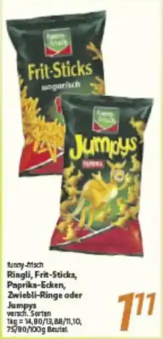inkoop funny-frisch Ringli, Frit-Sticks, Paprika-Ecken, Zwiebli-Ringe oder Jumpys Angebot