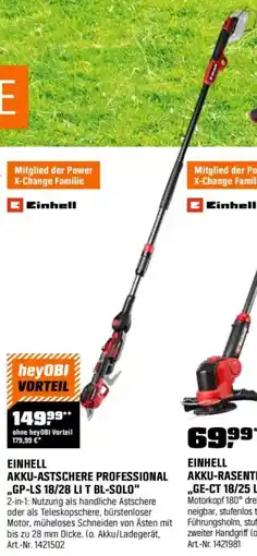 OBI Einhell AKKU-ASTSCHERE PROFESSIONAL „GP-LS 18/28 LI T BL-SOLO" Angebot