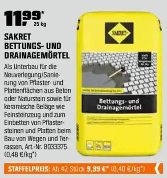 OBI SAKRET BETTUNGS- UND DRAINAGEMÖRTEL Angebot