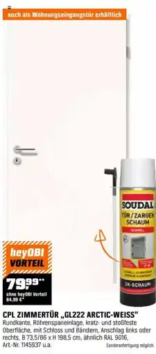 OBI CPL ZIMMERTÜR „GL222 ARCTIC-WEISS" Angebot