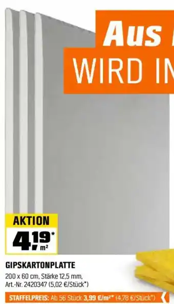OBI GIPSKARTONPLATTE Angebot