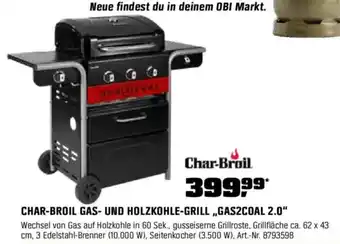 OBI CHAR-BROIL GAS- UND HOLZKOHLE-GRILL ,,GAS2COAL 2.0" Angebot