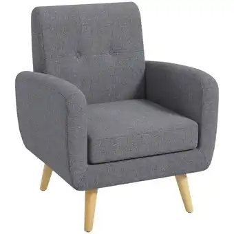 Netto Marken-Discount HOMCOM Einzelsessel Leinen, Kautschukholz, Mehrschichtenplatte, Schaumstoff Angebot