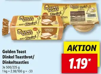 Lidl Golden toast dinkel toastbrot/ dinkeltoasties Angebot