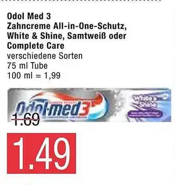 Marktkauf Odol Med 3 Zahncreme All In One Schutz White & Shine, Samtweiß Oder Complete Care Angebot