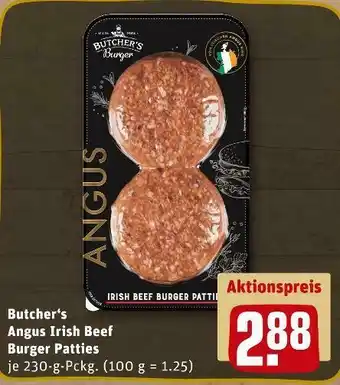 REWE Butcher‘s angus irish beef burger patties Angebot