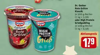 REWE Dr. oetker rote grütze klassik oder high protein grießpudding Angebot